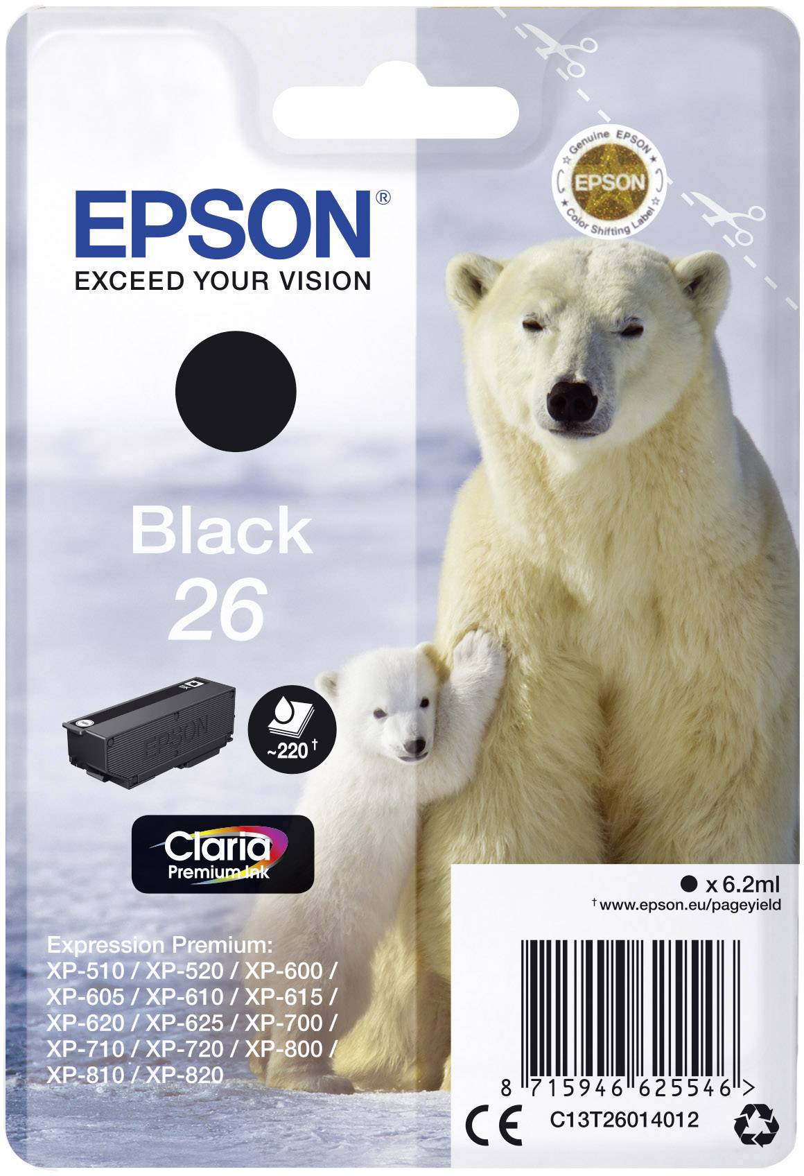 Epson Ink T2601, 26 Original Black C13T26014012