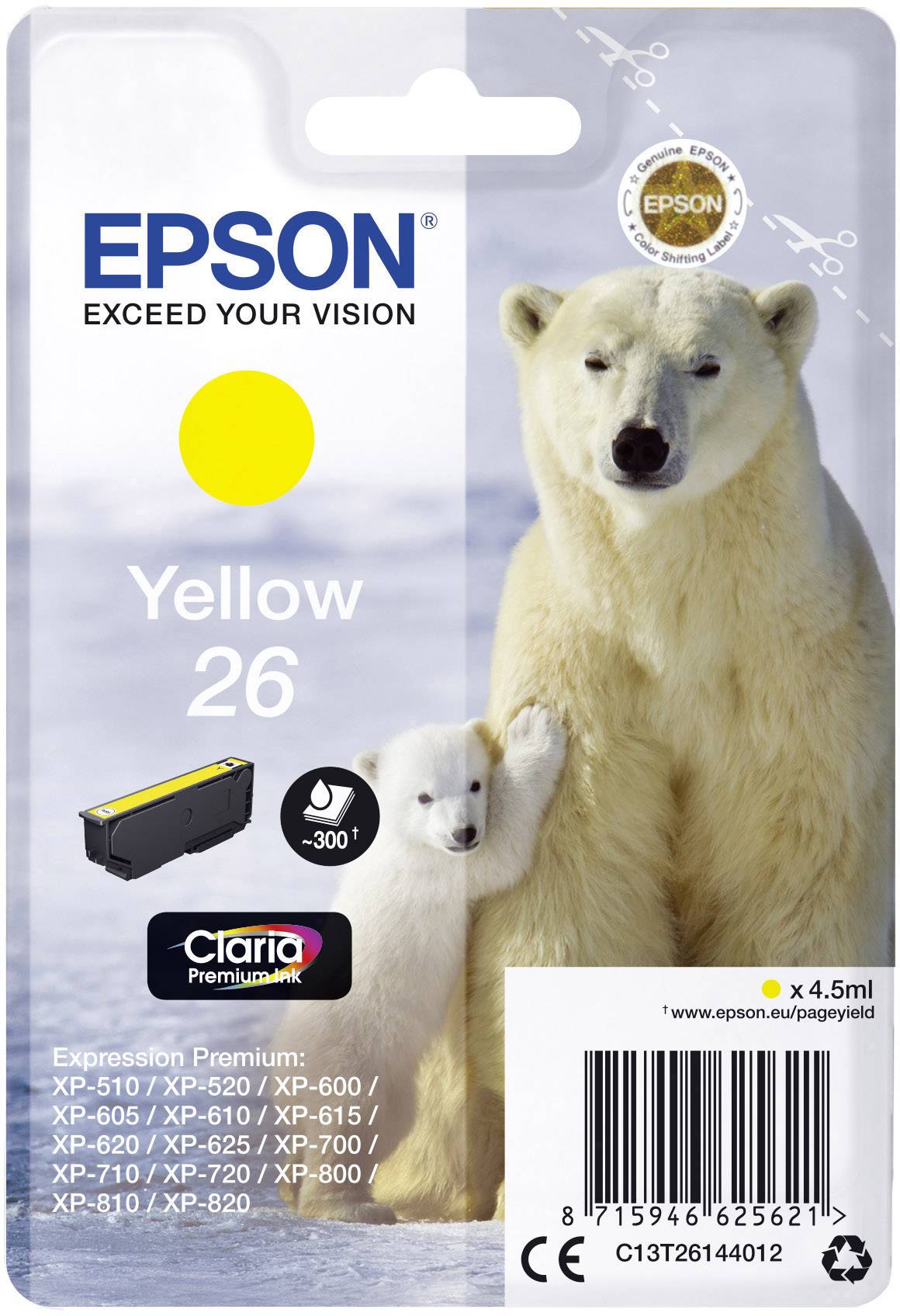 Epson Ink T2614, 26 Original Yellow C13T26144012