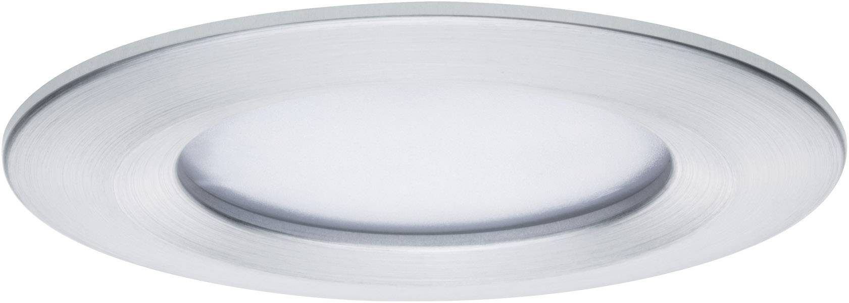 A round, silver LED recessed spotlight with a satin finish. Suitable for ceiling installation in interior spaces.