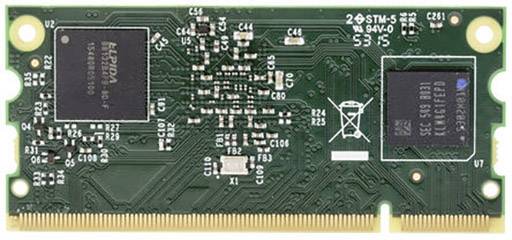 A green memory chip module with multiple electronic components and circuits, used in computers for data processing.