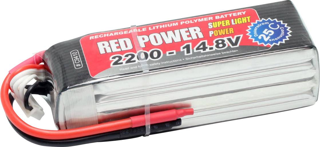 Red Power Scale model battery pack (LiPo) 14.8 V 2200 mAh No. of cells: 4 25 C Softcase Open cable ends