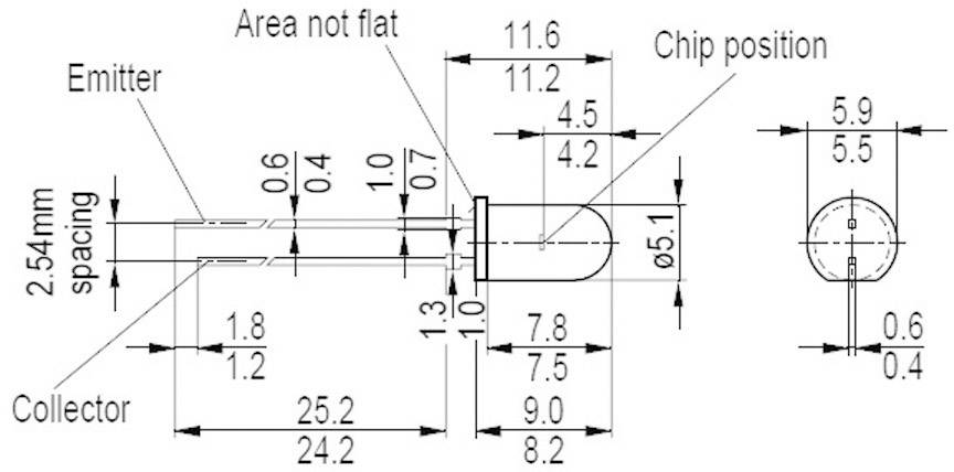 OSRAM SFH 300 FA-3/4 Phototransistor 5 mm 1100 nm 25 ° SFH 300 FA-3/4