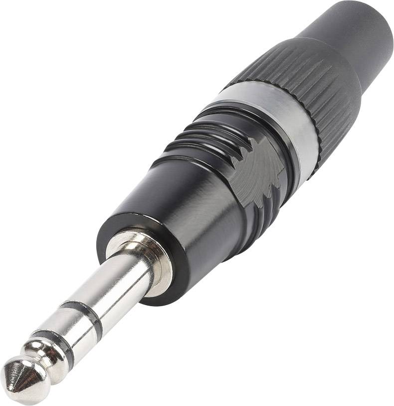 Hicon HI-J63SP-B 6.35 mm audio jack Plug, straight Number of pins: 3 Stereo Black, Silver 1 pc(s)