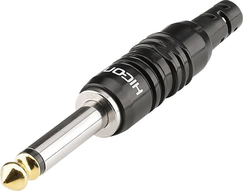 Hicon HI-J63M07 6.35 mm audio jack Plug, straight Number of pins: 2 Mono Black 1 pc(s)