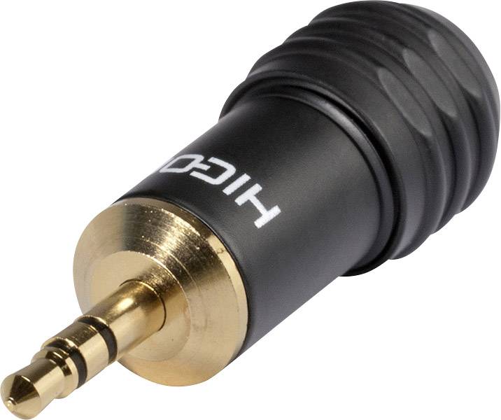 Hicon HI-J35S04 3.5 mm audio jack Plug, straight Number of pins: 3 Stereo Black 1 pc(s)