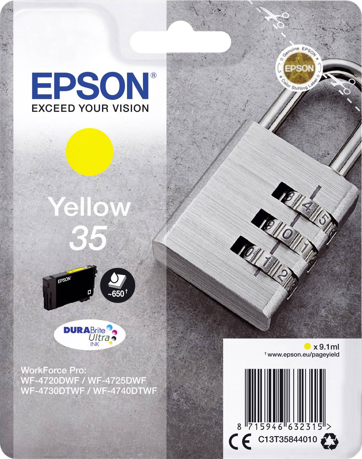 Epson Ink T3584, 35 Original Yellow C13T35844010