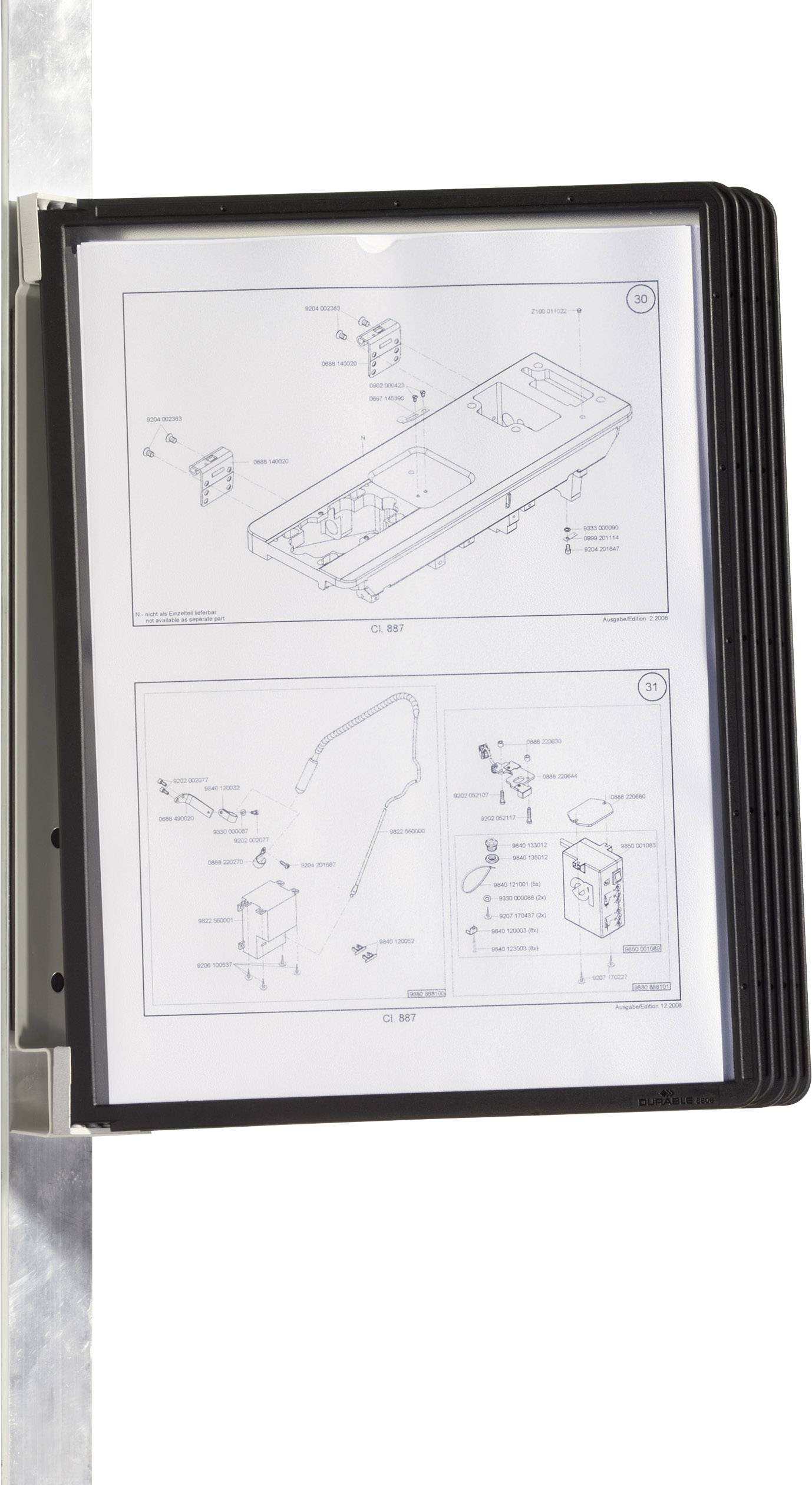 A folder containing technical drawings shows detailed assembly instructions for an electronic device, including the casing and accessories.