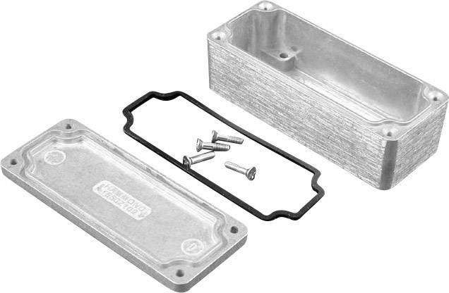 Aluminium enclosure with removable lid, seal and six screws. Suitable for electronic components and protection against moisture.