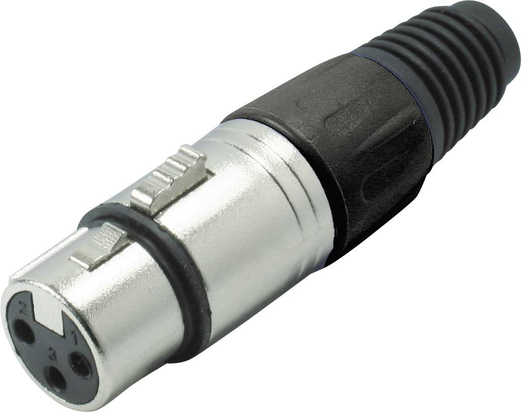 XLR socket in metal and plastic, three-pole.