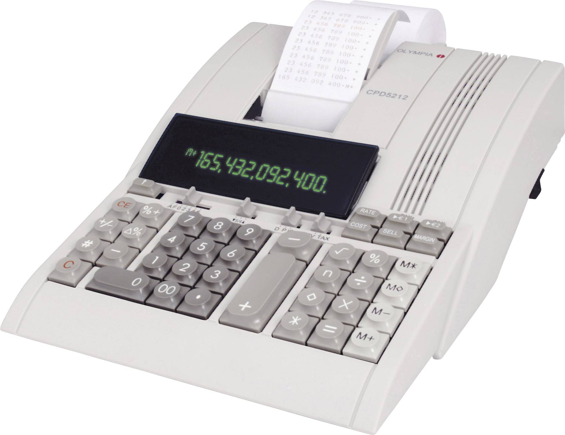 Olympia CPD 5212 Calculator with built-in printer Beige Display (digits): 12 mains-powered (W x H x D) 218 x 90 x 289 mm