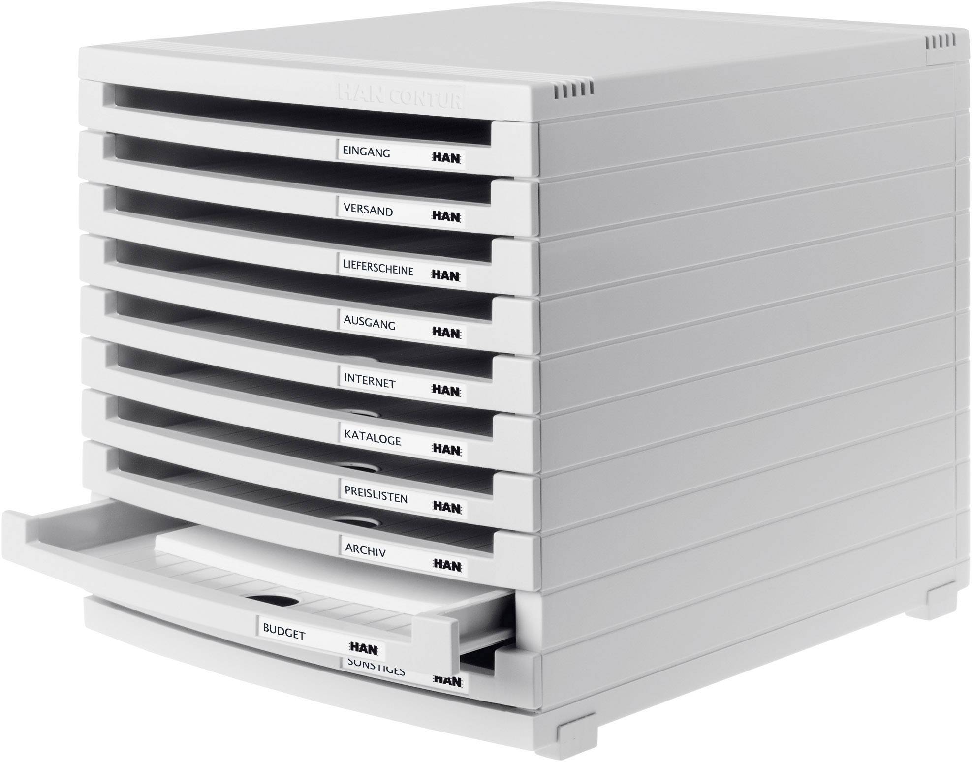 HAN CONTUR 1510-0-11 Desk drawer box Light grey A4, B4, C4 No. of drawers: 10