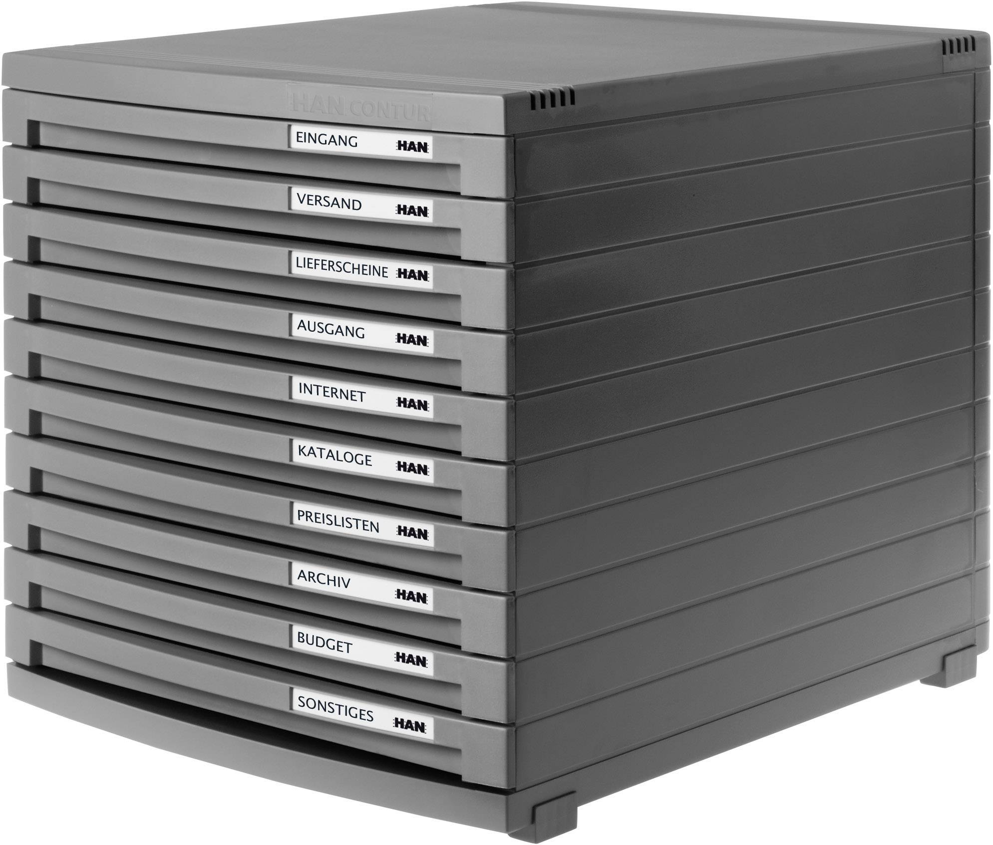 HAN CONTUR 1510-191 Desk drawer box Dark grey A4, B4, C4 No. of drawers: 10