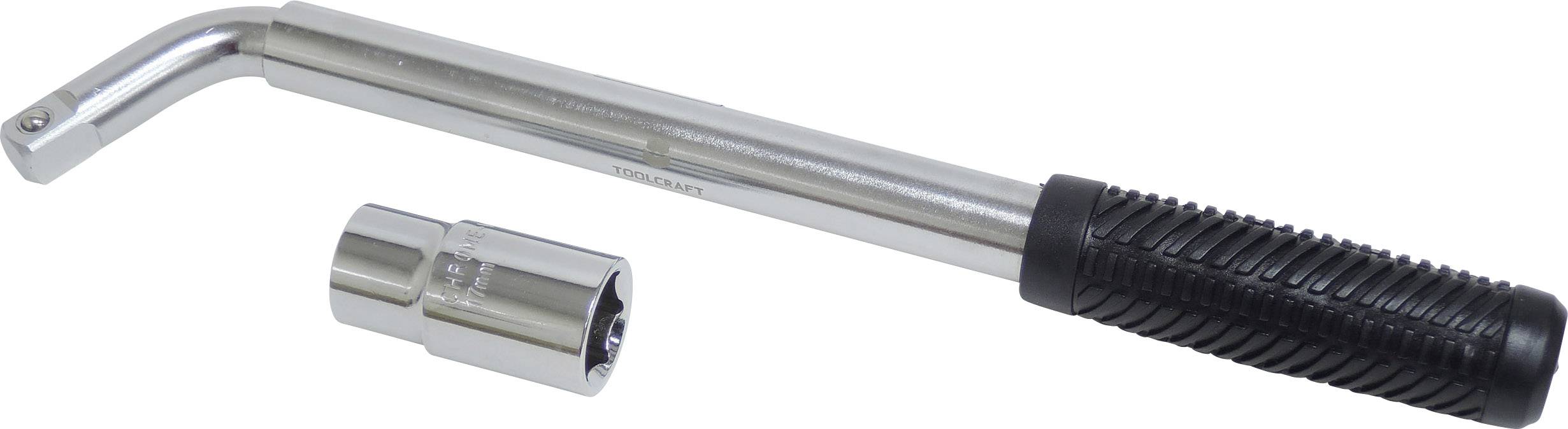 A telescopic key with a black handle and a silver socket insert are lying side by side on a white background.