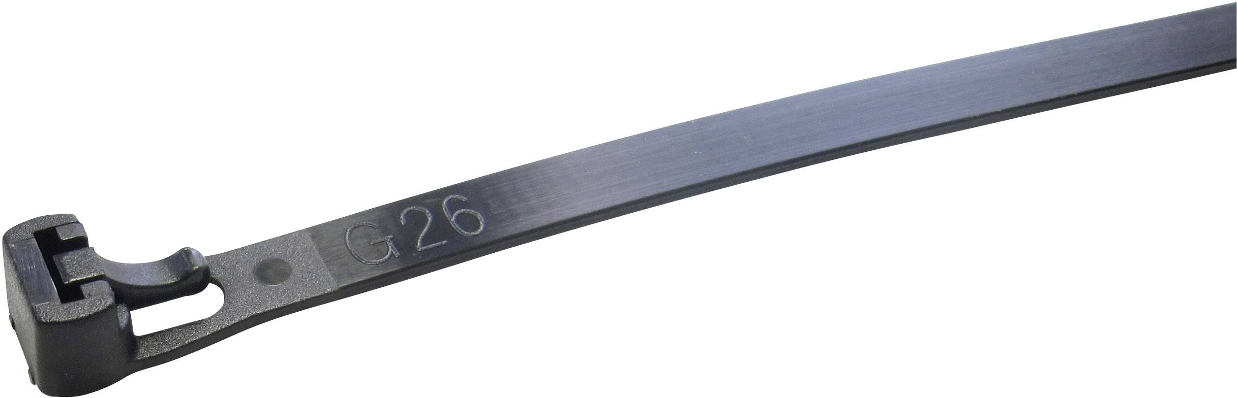 WKK 118127071 118127071 Cable tie 200 mm 7.60 mm Black Releasable, UV-proof 100 pc(s)
