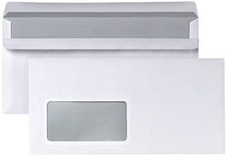 Two white envelopes, one with a window on the front side. The other shows the reverse side with a folded seal.