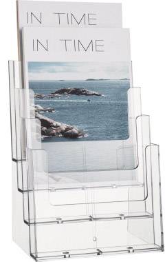 Helit H2352402 Magazine rack Glassy A4 portrait No. of compartments 4 1 pc(s) (W x H x D) 240 x 340 x 192 mm