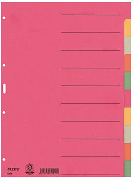 Pink index dividers with numbered tabs along the edge, for easily organising documents in a file or folder.
