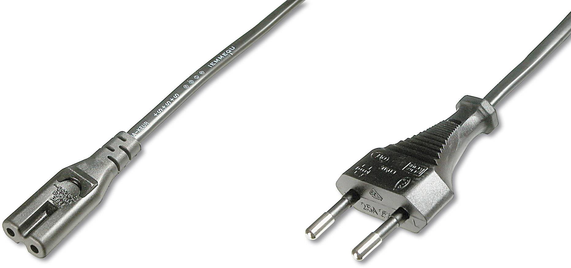 European two-pin plug and power cable, commonly used for electrical appliances.
