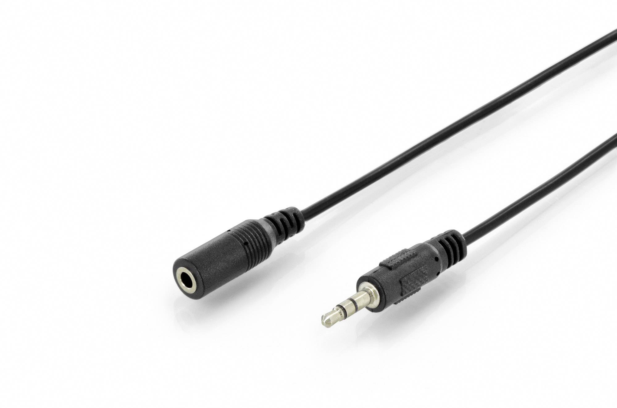Digitus DB-510200-015-S Jack Audio/phono Cable [1x Jack plug 3.5 mm - 1x Jack socket 3.5 mm] 1.50 m Black Single shield, Round