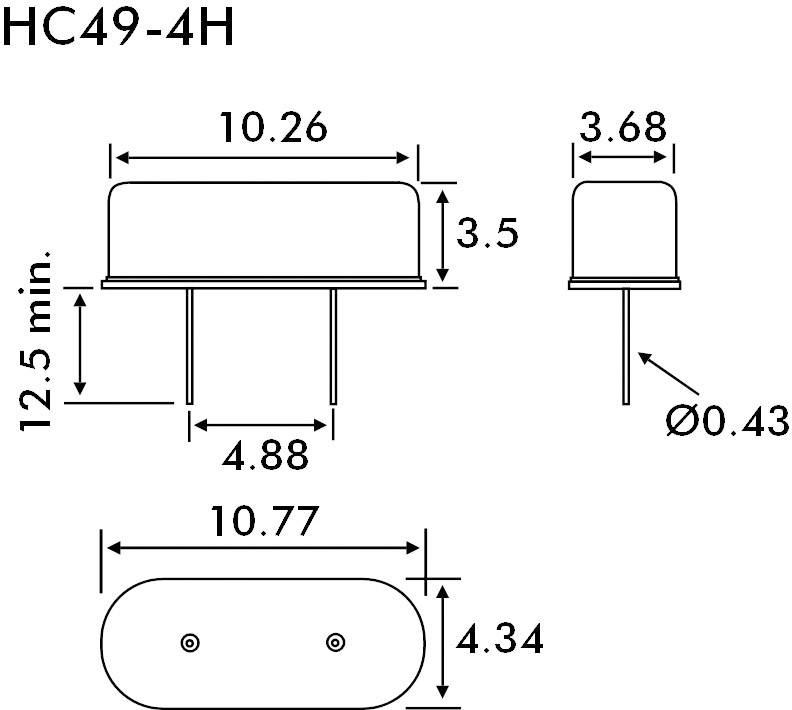 EuroQuartz Crystal oscillator QUARZ HC49/US HC49/4H 18.432 MHz 18 pF (L x W x H) 3.68 x 10.26 x 3.5 mm