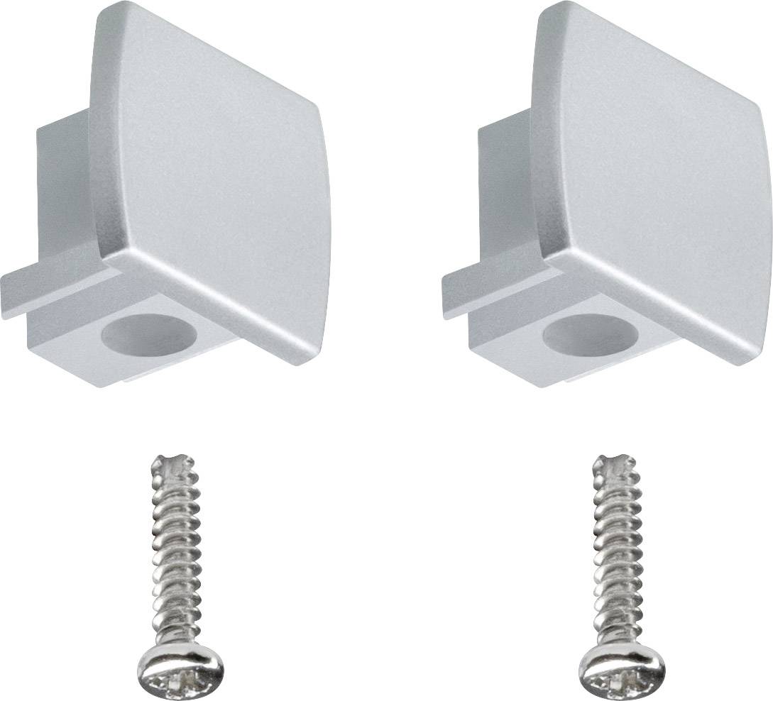 Two silver wall mounting brackets with screws, suitable for installing a shelving system.