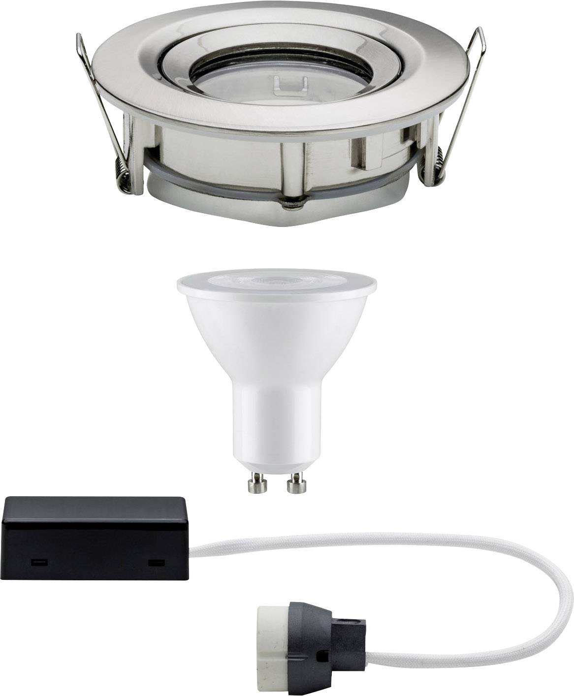 Recessed spotlight set with fitting, LED pin-base lamp and connection box. Ideal for energy-efficient, concealed ceiling lighting.