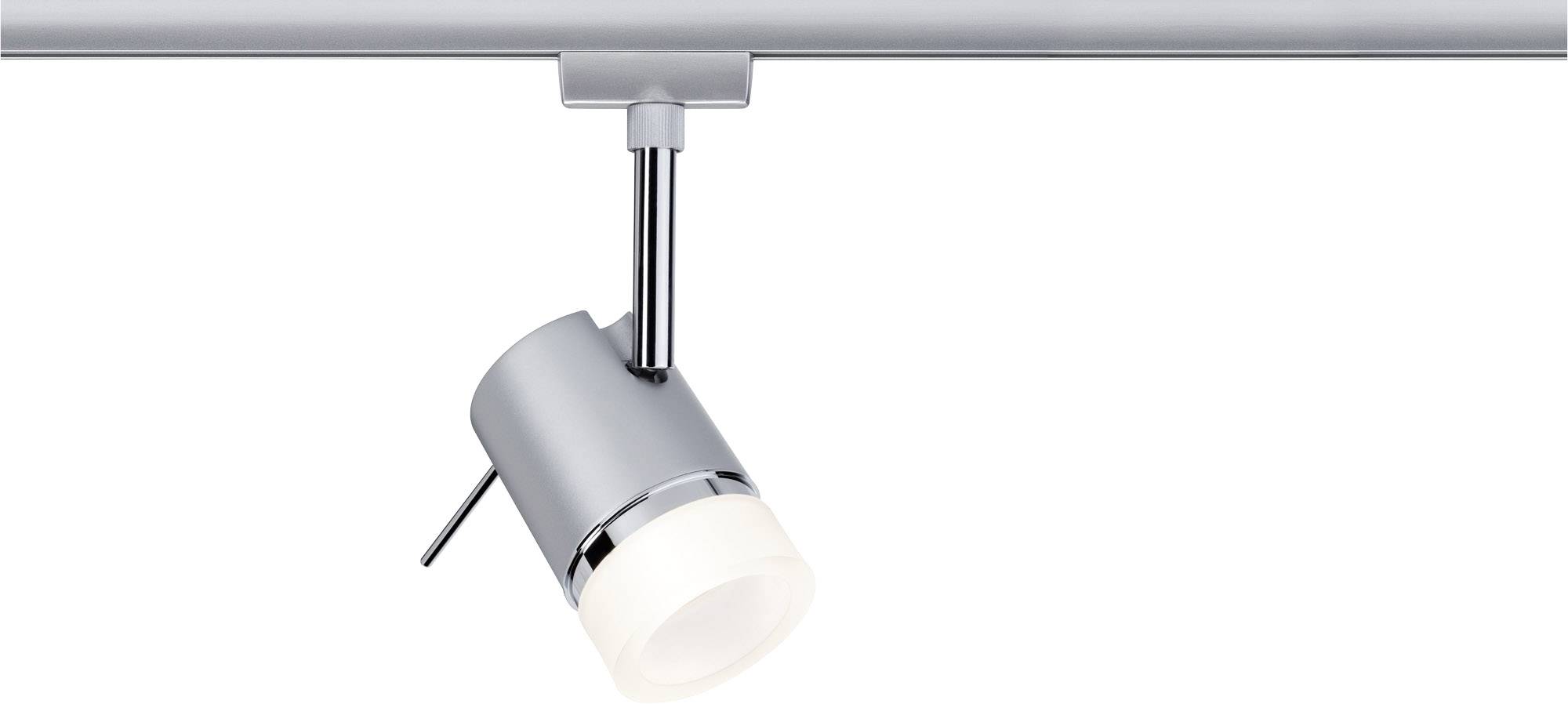 Silver ceiling light with adjustable spotlight. Perfect for targeted lighting in contemporary interiors.