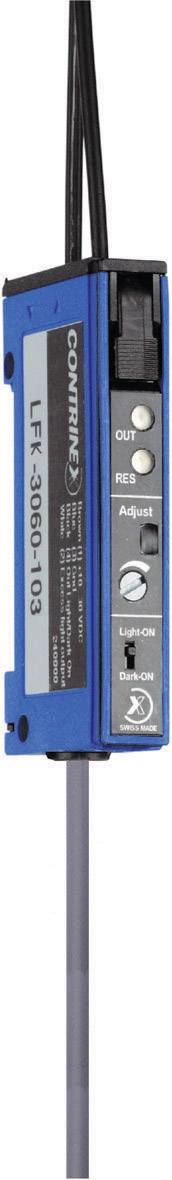 A rectangular, blue sensor with a cable. Various buttons and labelling are visible on the front surface.