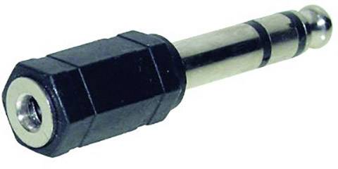 'Adapter from 3.5 mm jack to 6.35 mm jack', shows a metal plug with a black plastic casing. Ideal for audio connections.
