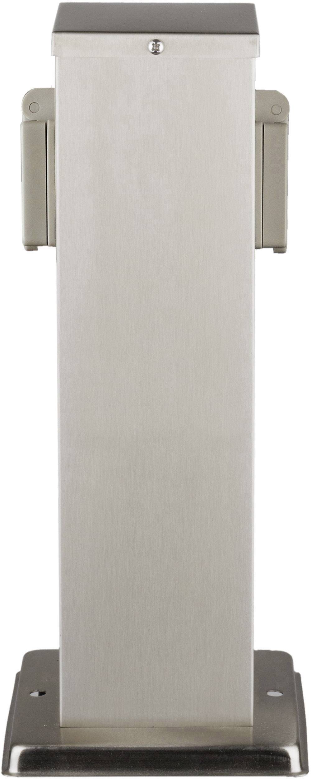 Metallic post with a rectangular shape on a rectangular base.