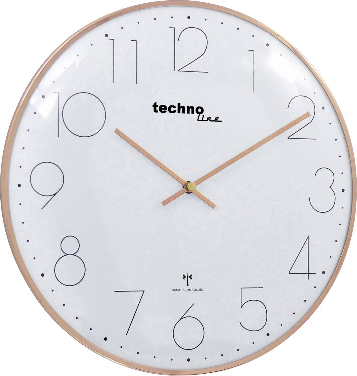 Analogue wall clock with a white background and black numerals from 1 to 12. The time shows exactly 2:10.