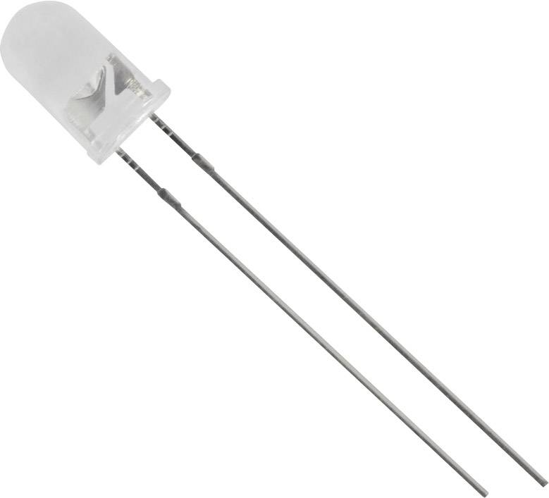 A single LED with two long metal leads, suitable for electronic circuits.
