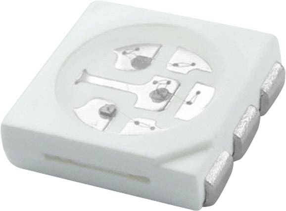 A single square SMD LED with multiple connections visible, used in electronic devices for illumination.