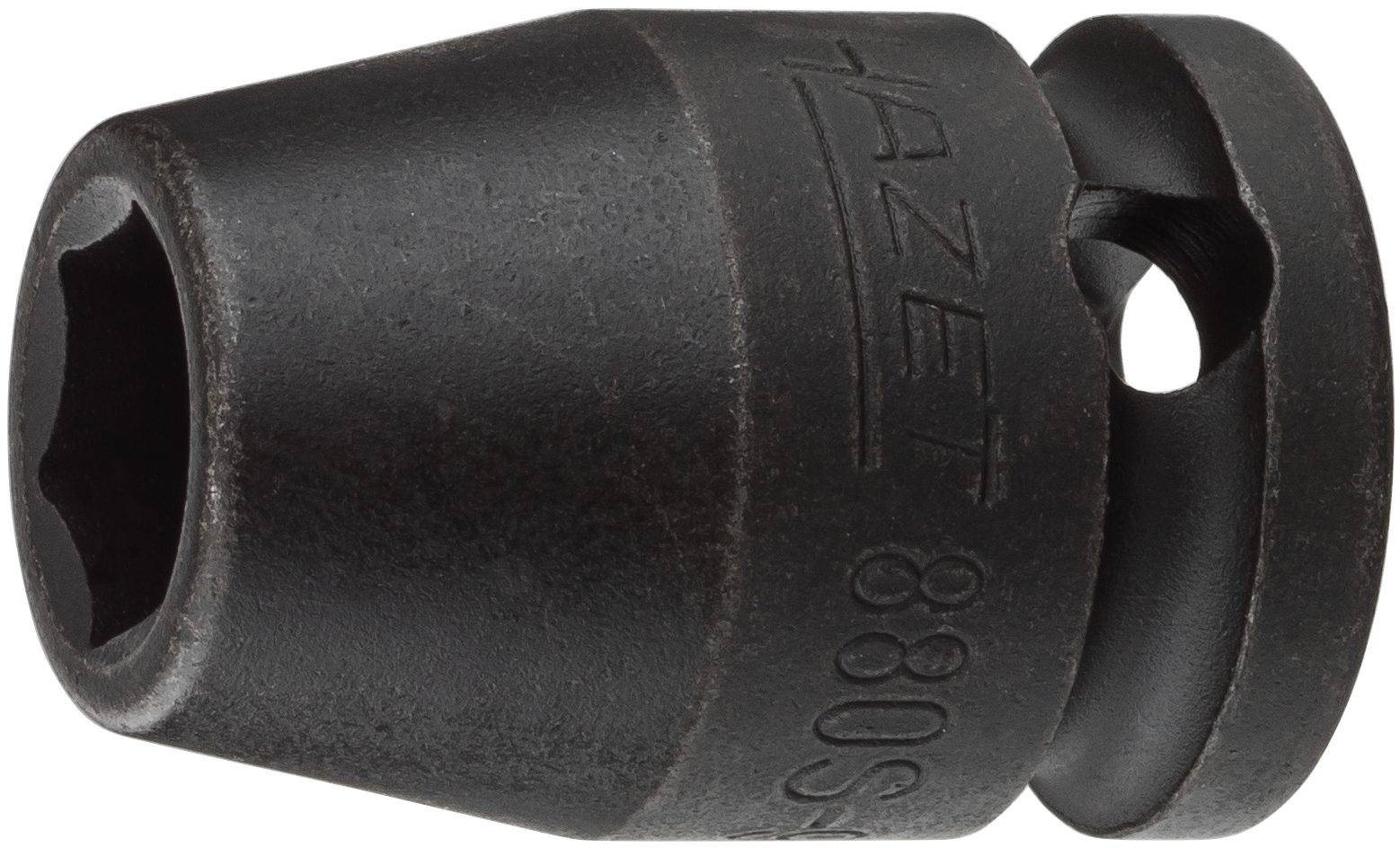'A black socket wrench with a conical end, labelled 'HAZET 880S', made of metal, which opens on both sides.'