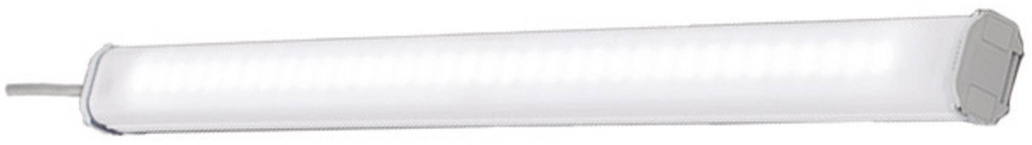 White, elongated LED light with a cable, suitable for indoor or outdoor lighting.