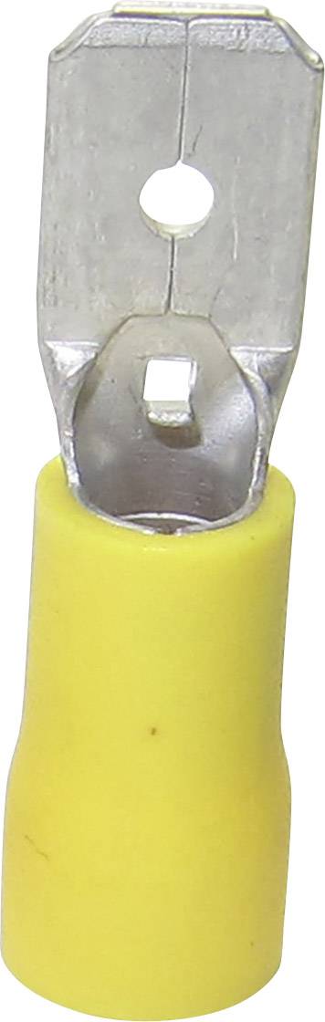 TRU COMPONENTS 1583063 Blade terminal Connector width: 6.30 mm Connector thickness: 0.80 mm 180 ° Partially insulated Yellow