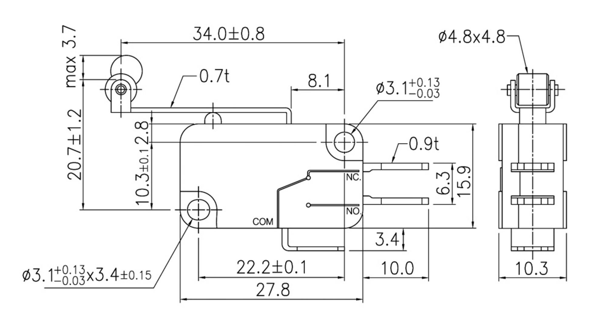 TRU COMPONENTS TC-MS21 Microswitch TC-MS21 10 A momentary 1 pc(s)