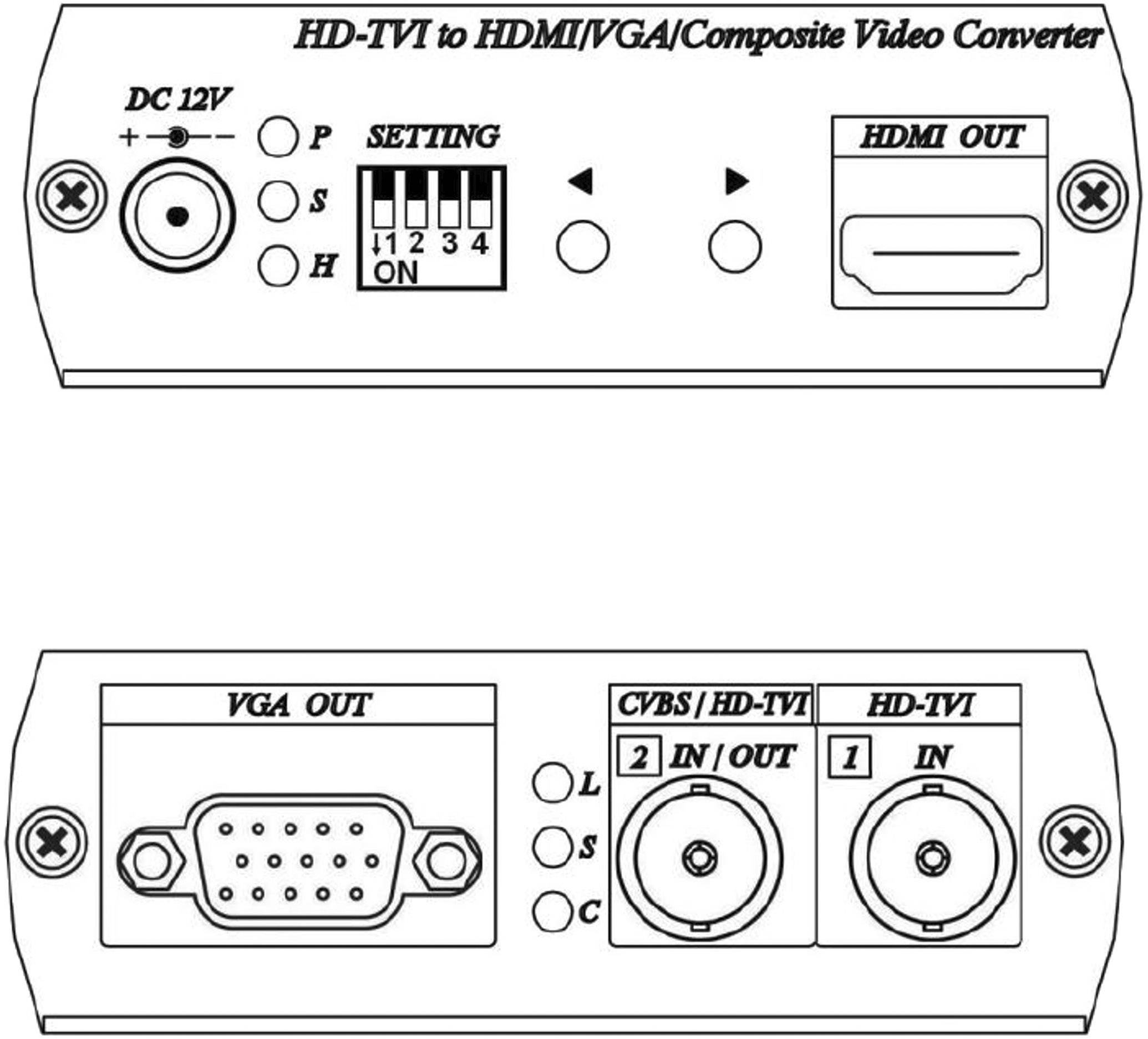 B & S Technology 1590493 1-channel (HD-TVI, AHD, HD-CVI) TVI to HDMI converter