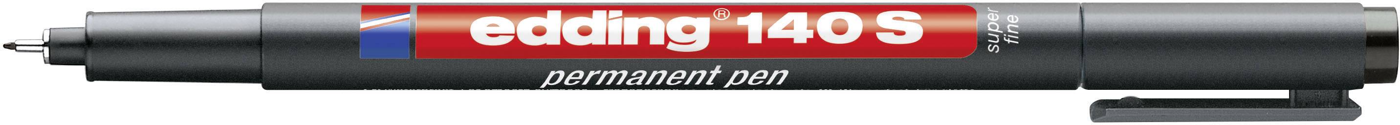 Black permanent marker by edding, model '140 S', with red label and fine tip, suitable for permanent marking.
