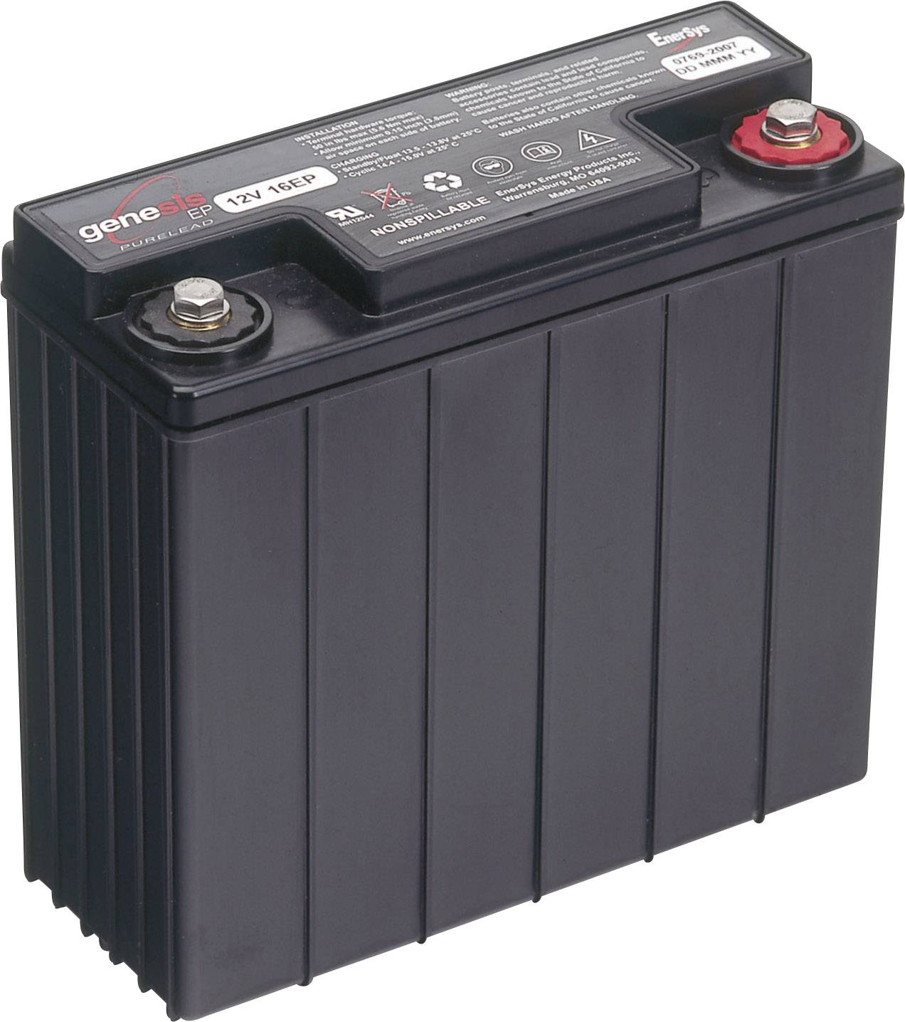 EnerSys Genesis 12EP16 G16EP 0769-2007 VRLA 12 V 16 Ah AGM (W x H x D) 182 x 168 x 76 mm M6 connector Maintenance-free, Low