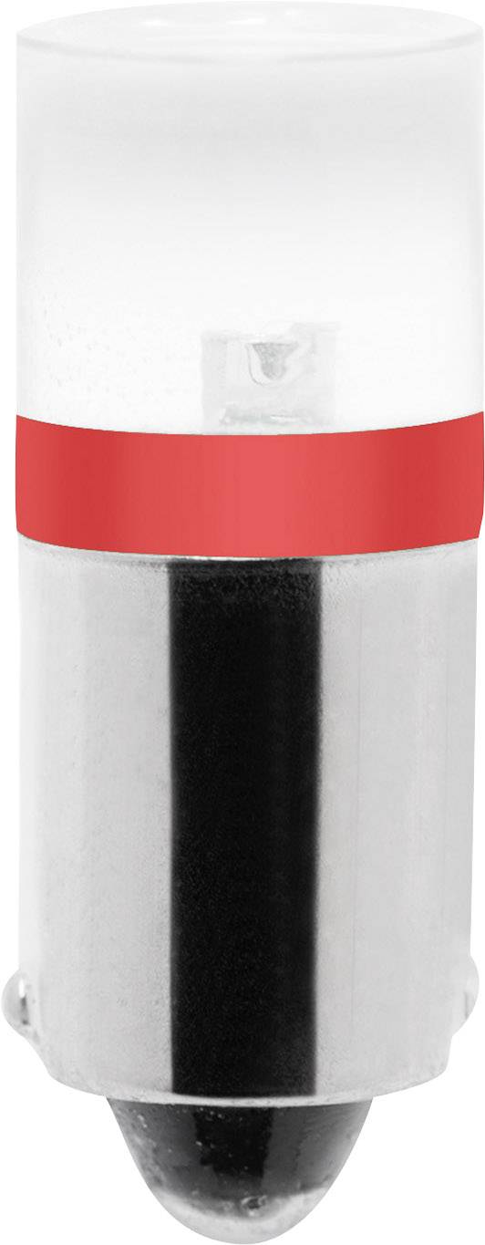 A white LED lamp with a red ring, typically used for lighting purposes in small lights or torches.