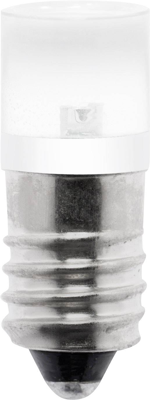 A small, cylindrical LED lamp with a metallic screw base and frosted glass.