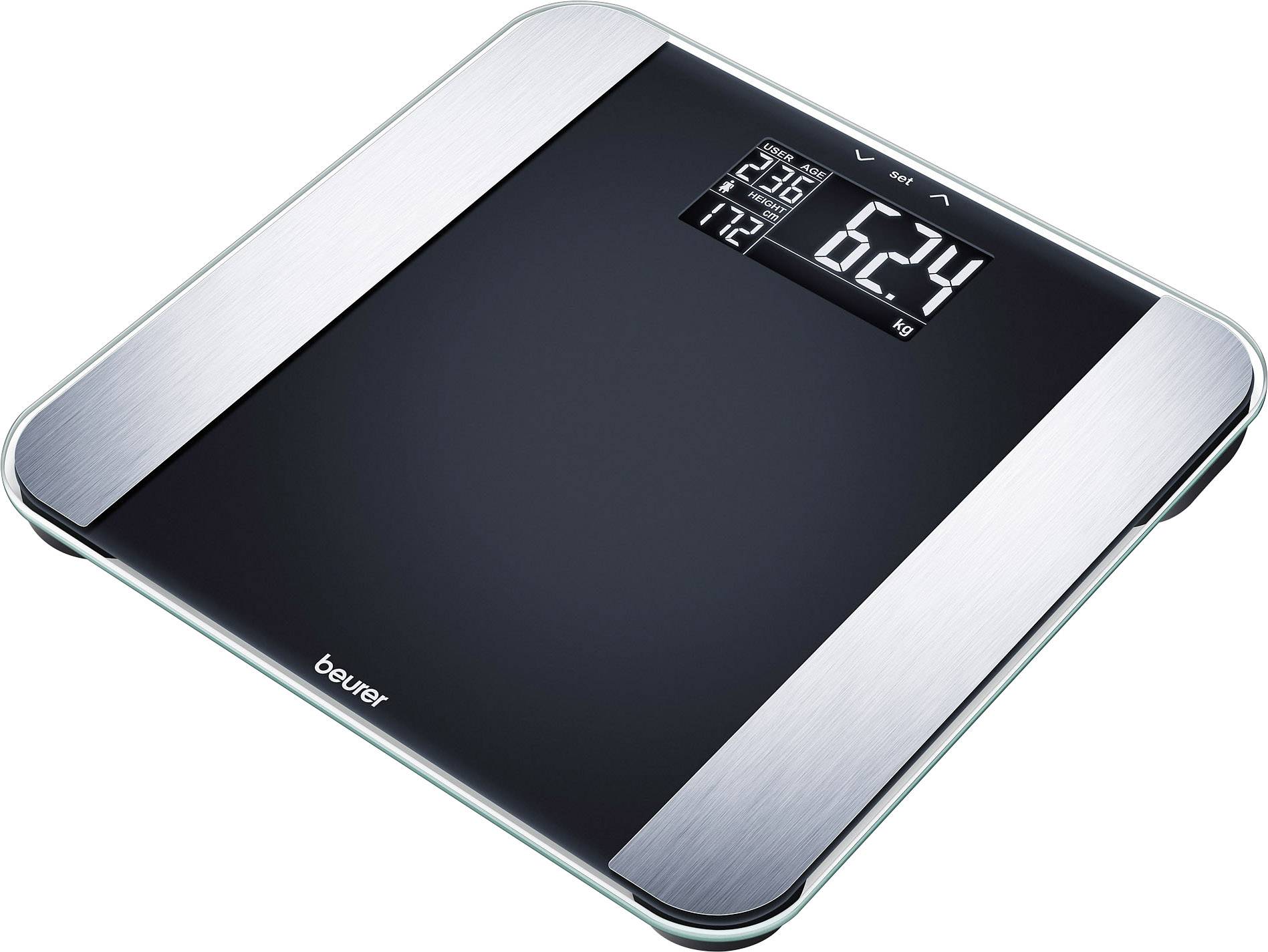 Beurer BF LE Smart bathroom scales Digital Weight range=150 kg Black, Silver