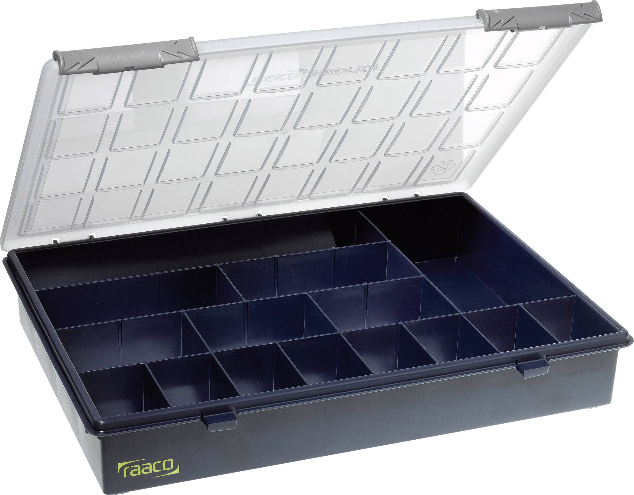 raaco Assorter 4-15 Assortment box (L x W x H) 338 x 260 x 57 mm No. of compartments: 15 fixed compartments Content 1 pc(s)