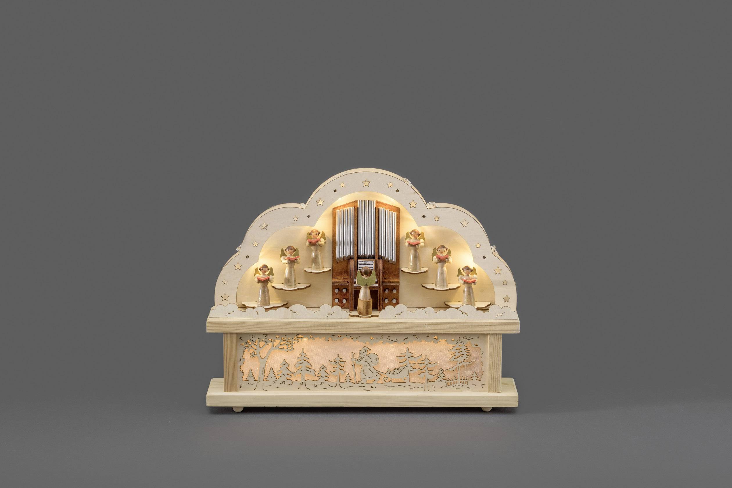 Konstsmide 2818-100 Wooden figurine Angels LED (monochrome) Ecru Selectable power supply, incl. switch