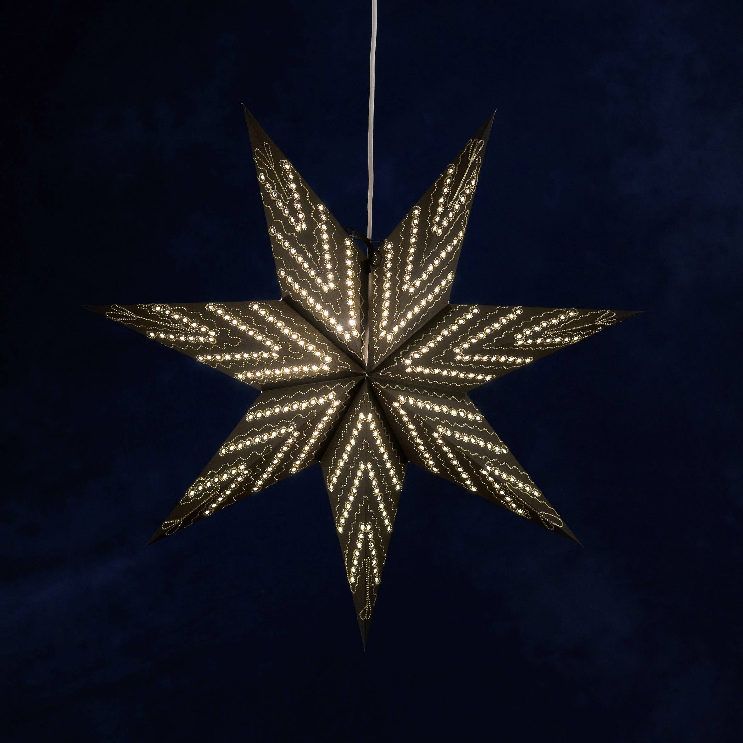 Konstsmide 2959-780 Christmas star Light bulb, LED (monochrome) Black, Gold incl. punched motifs, incl. switch