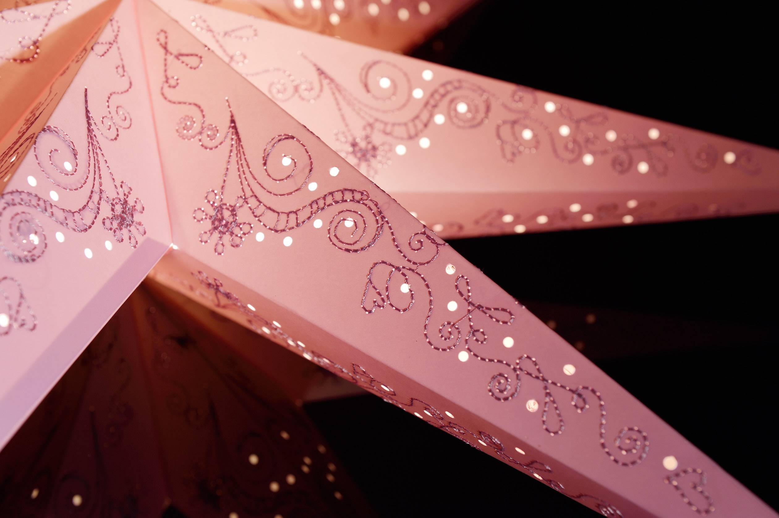 Konstsmide 2982-134 Christmas star Light bulb, LED (monochrome) Pink embroidered, incl. punched motifs, incl. switch