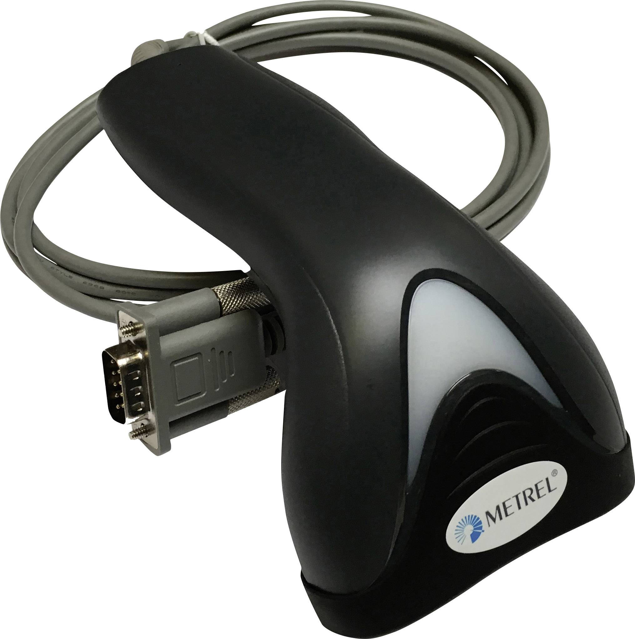 Hand-held scanner with cable and connection, suitable for accessible device testing. Marked with the brand name 'METREL'.