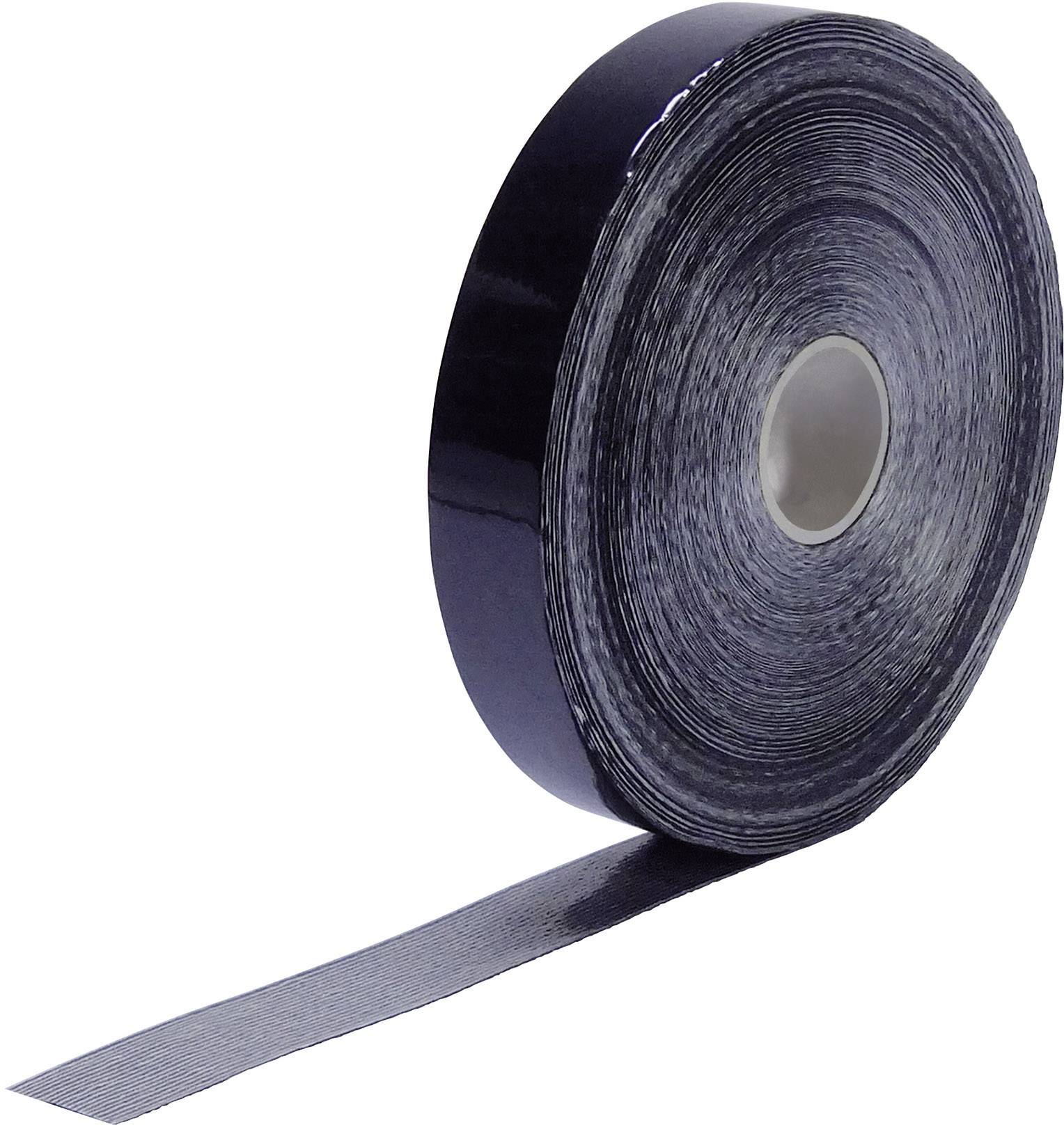 A roll of black electrical tape, partially unrolled.