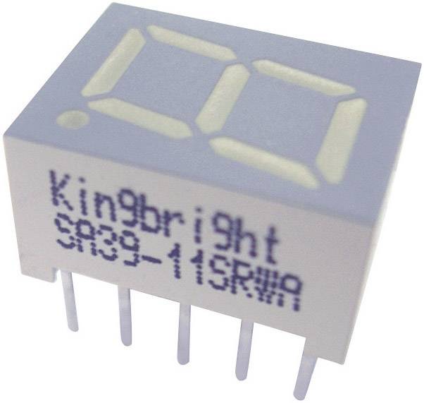 Sieben-Segment-Anzeige mit 'Kingbright' und 'SA39-11SRWA' Aufdruck, zeigt die Ziffer '0'.